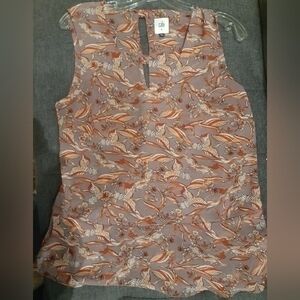 Cabi Orange & Taupe  Sleeveless Top Size M
